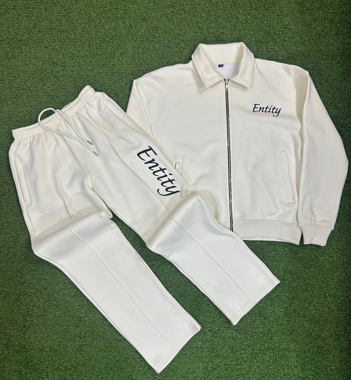 Entity's beige Classic Light Weighted Cotton Tracksuit Fleece & Bottoms